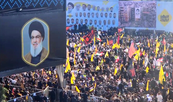 ویدیو | حال و هوای مرقد شهید نصرالله و اطراف آن، در مراسم اولین سالگرد شهادت