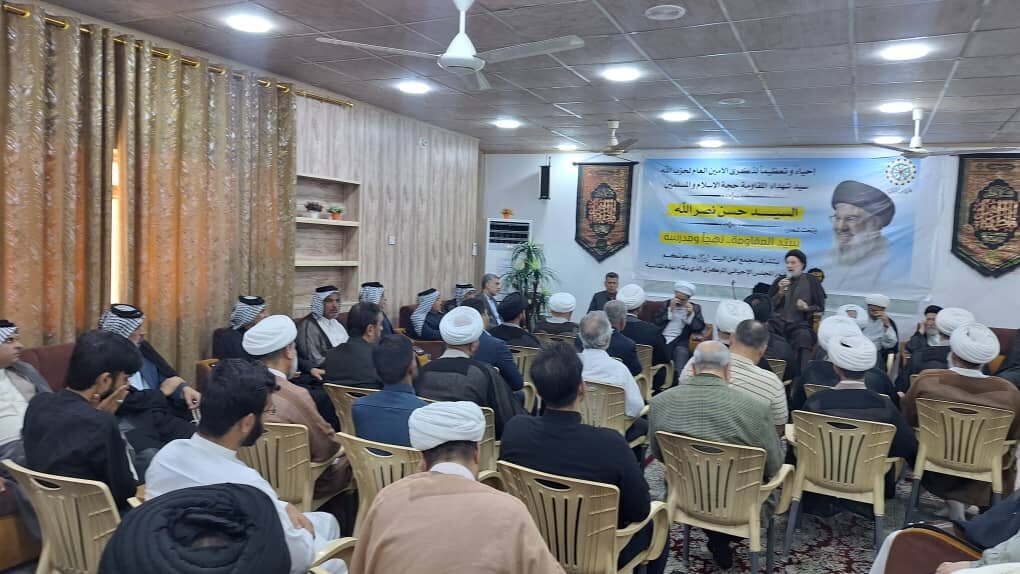 برگزاری مراسم نخستین سالگرد شهادت سید حسن نصرالله در نجف اشرف + تصاویر