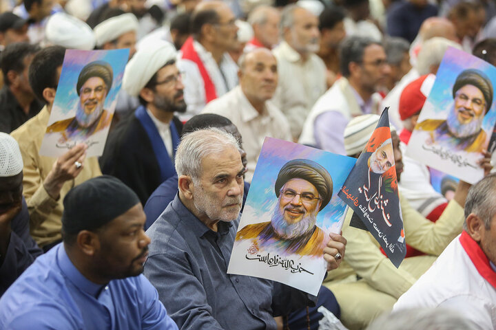 Photos: First martyrdom anniversary of Sayyed Nasrallah held at Hazrat Masoumeh holy shrine