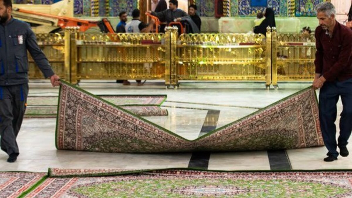 حرم امام حسین علیہ السلام کے نئے قالین + تصاویر