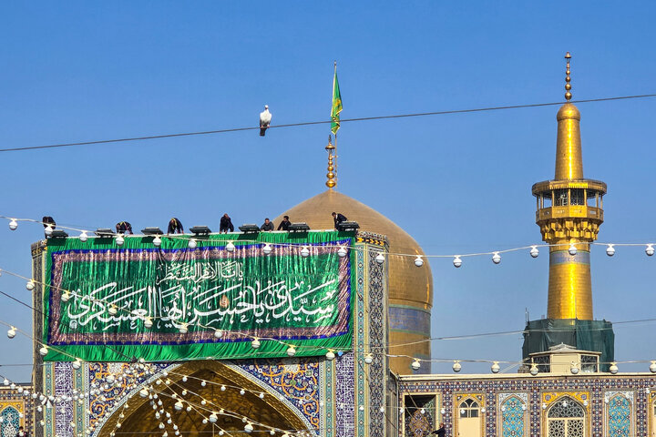 Photos: Celebratory banners, inscriptions installed at Razavi Shrine on Imam Hasan al-Askari birth anniversary