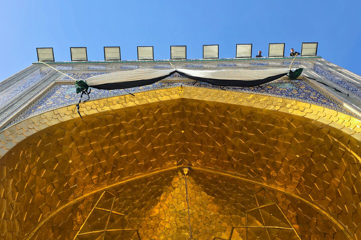 Photos: Celebratory banners, inscriptions installed at Razavi Shrine on Imam Hasan al-Askari birth anniversary