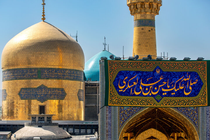 Photos: Celebratory banners, inscriptions installed at Razavi Shrine on Imam Hasan al-Askari birth anniversary