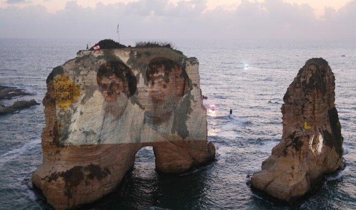 صخره بیروت با چهره‌های مقاومت درخشید؛ واکنش تند دولت لبنان ادامه دارد