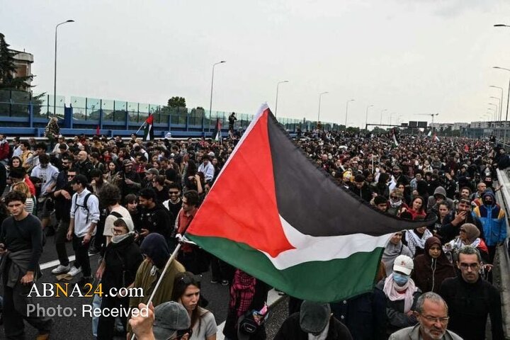 تظاهرات گسترده حامیان غزه در شهرهای مختلف ایتالیا