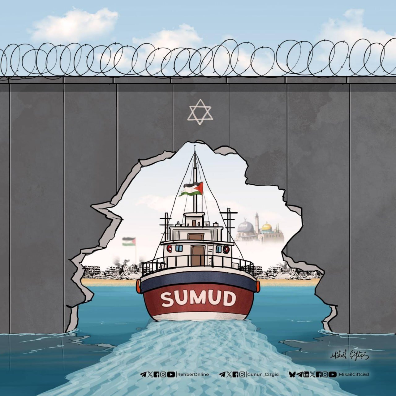 كاريكاتير / اسطول الصمود