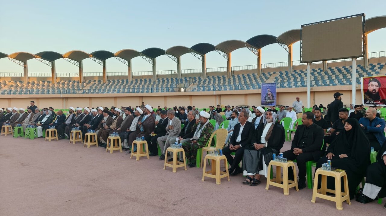 برگزاری نخستین سالگرد شهادت سید حسن نصرالله و سید هاشم صفی‌الدین در استان بابل عراق + تصاویر