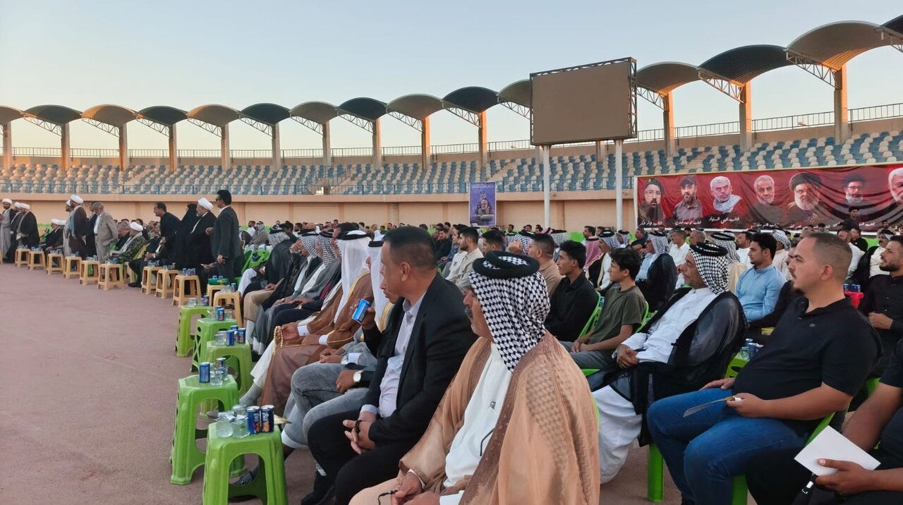 برگزاری نخستین سالگرد شهادت سید حسن نصرالله و سید هاشم صفیالدین در استان بابل عراق + تصاویر