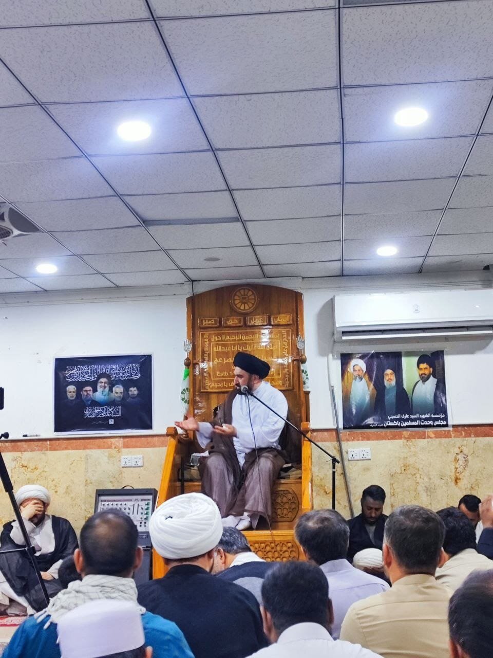 برگزاری مراسم نخستین سالگرد شهادت شهید سید حسن نصرالله در نجف + تصاویر