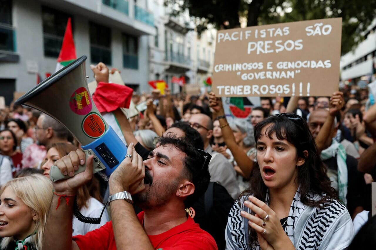 پرتگال میں ہزاروں افراد کی فلسطین سے یکجہتی، اسرائیلی مظالم اور محاصرے کے خلاف مظاہرہ