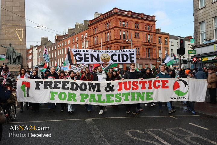 Informe fotográfico | Amplias manifestaciones pro-Palestina en Francia e Irlanda contra los crímenes del régimen israelí