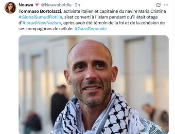 Çalakvanekî Îtalî piştî ku di dema êrîşa siyonîstan a li ser karwana Samod e Berxwedanê de hate binçavkirin bû Misilman.