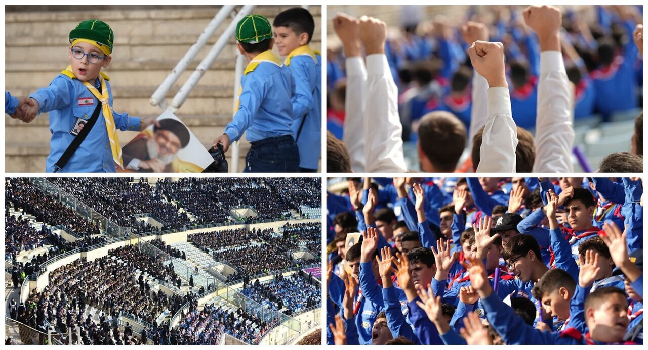 + Video Mahigit 60,000 katao ang nagtipon sa malaking pagtitipon na “Aghyal Al-Sayyid” (Mga Henerasyon ni Sayyid) sa Beirut Sports Stadium