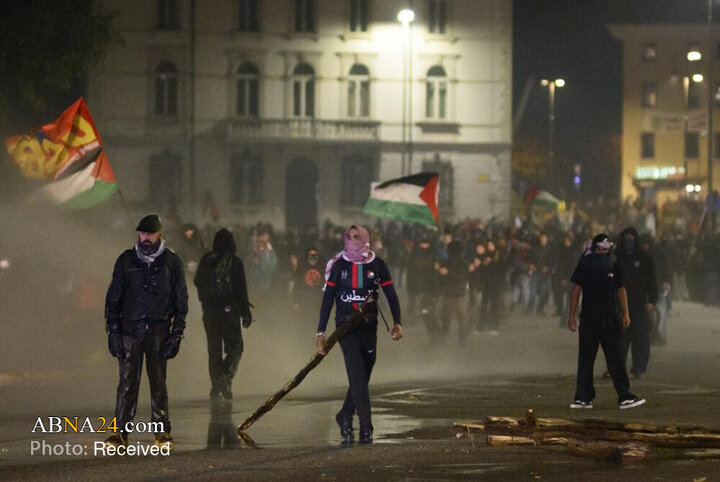 درگیری حامیان فلسطین با پلیس پیش از برگزاری مسابقه فوتبال اسرائیل با ایتالیا