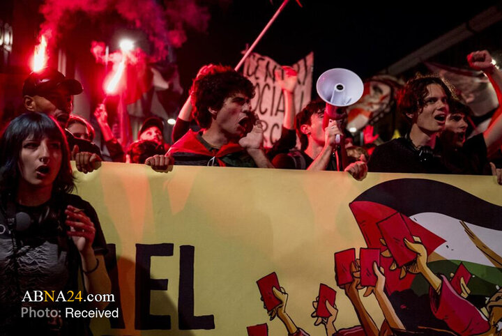 درگیری حامیان فلسطین با پلیس پیش از برگزاری مسابقه فوتبال اسرائیل با ایتالیا