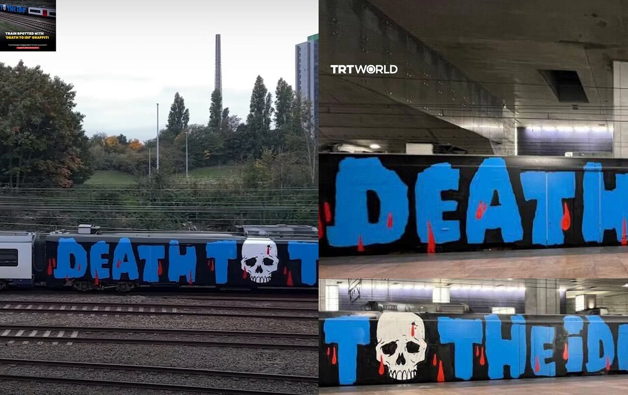 ویدیو | قطاری در بلژیک با شعار «مرگ بر ارتش اسرائیل» دیده شد