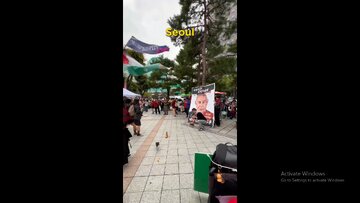 Manifestantes rejeitam a violência em Gaza e expressam solidariedade ao povo palestino em Seul, capital da Coreia do Sul