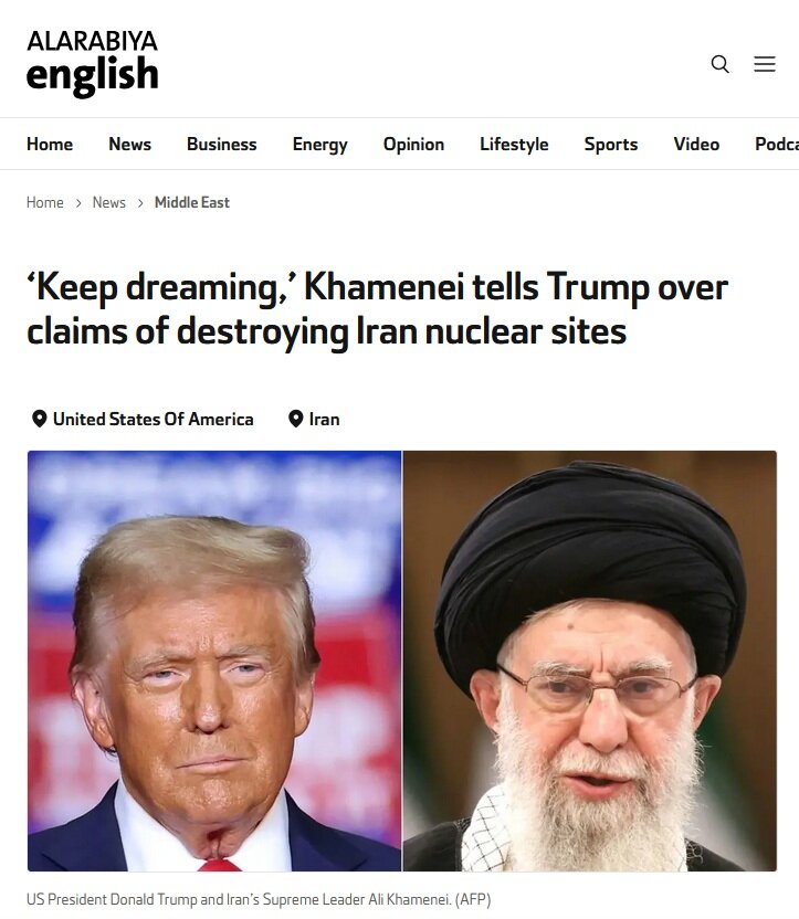 Mwitikio Mkubwa wa Kauli za Kiongozi wa Mapinduzi ya Kiislamu Duniani:
“Kiongozi wa Iran amwambia Trump: Endelea Kuota!”