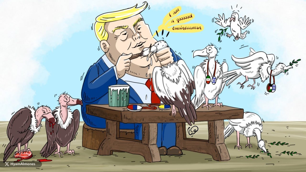 كاريكاتير /  سلام ترامب ليس سوى سيرك لخداع المجتمع الدولي