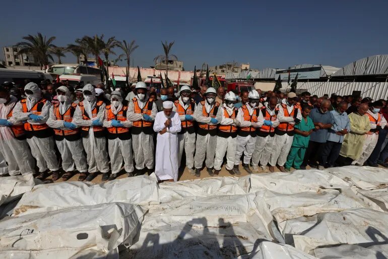 دفن ده‌ها پیکر اسرای فلسطینی با آثار شکنجه در گور دسته‌جمعی دیر البلح