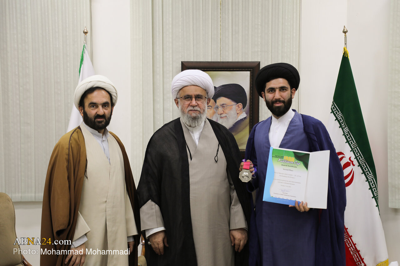 دیدار قهرمان مسابقات بین‌المللی تکواندو با آیت‌الله رمضانی