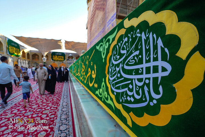 Informe fotográfico | El santuario del Imam Ali (P) en Najaf se llenó de luz y júbilo mientras los servidores alíes conmemoraban con fervor el natalicio de Hazrat Zaynab (S)