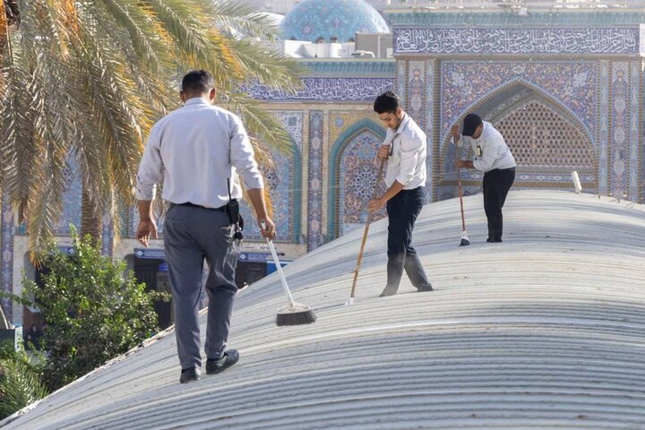 Informe fotográfico | Con la llegada del invierno, se inician los trabajos de mantenimiento en los toldos del patio central de Bayn al-Haramayn