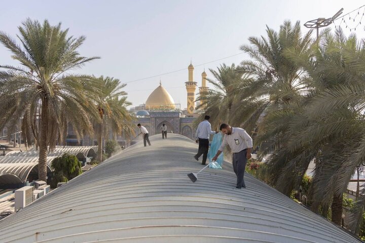 Informe fotográfico | Con la llegada del invierno, se inician los trabajos de mantenimiento en los toldos del patio central de Bayn al-Haramayn