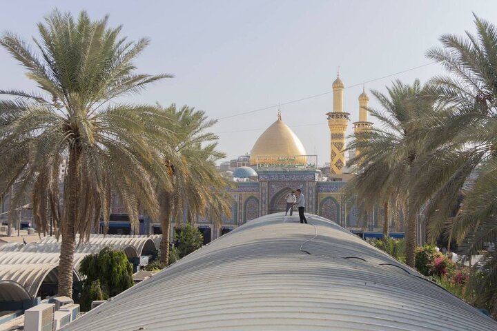 Informe fotográfico | Con la llegada del invierno, se inician los trabajos de mantenimiento en los toldos del patio central de Bayn al-Haramayn