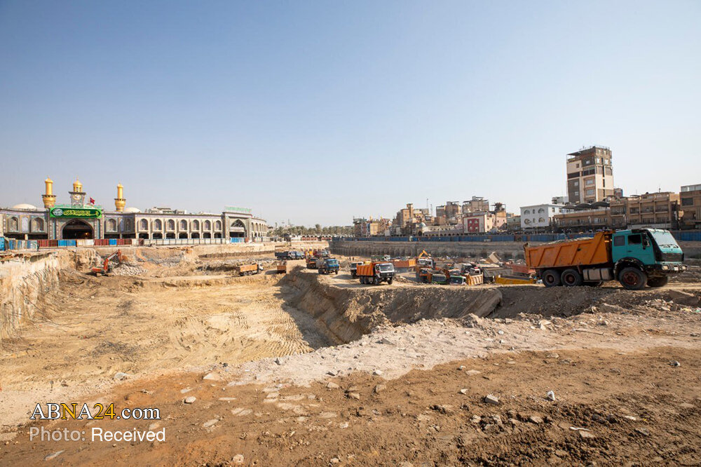 شیخ عبدالمهدی کربلایی از پیشرفت پروژه صحن امام حسن(ع) حرم حسینی بازدید کرد