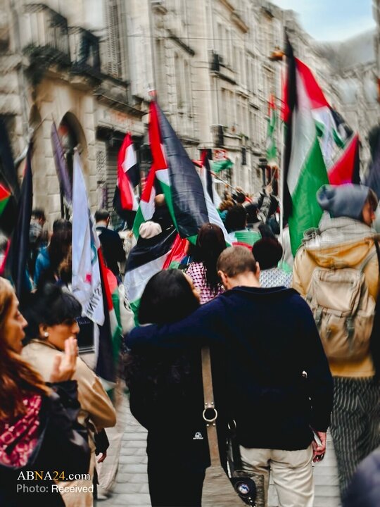 新闻图片 | 法国波尔多市民支持抵抗运动并谴责犹太复国主义政权的罪行