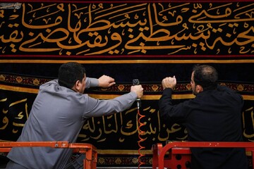 تصاویر | ضریح مطهر امیرالمؤمنین(ع) در سوگ شهادت حضرت فاطمه زهرا(س) سیاه‌پوش شد