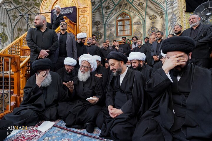 آیت‌الله العظمی بشیر نجفی در حرم مطهر علوی در مراسم شهادت حضرت فاطمه زهرا (س) شرکت کرد