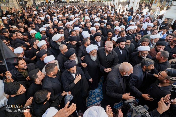 آیت‌الله العظمی بشیر نجفی در حرم مطهر علوی در مراسم شهادت حضرت فاطمه زهرا (س) شرکت کرد