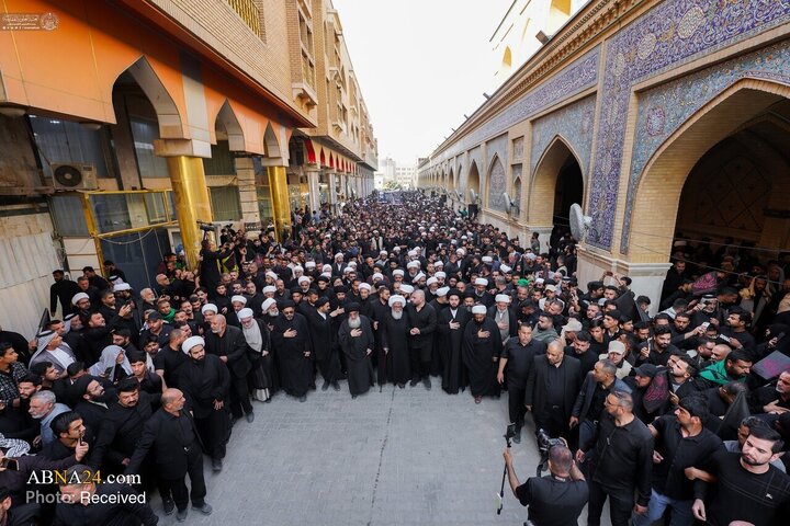 آیت‌الله العظمی بشیر نجفی در حرم مطهر علوی در مراسم شهادت حضرت فاطمه زهرا (س) شرکت کرد