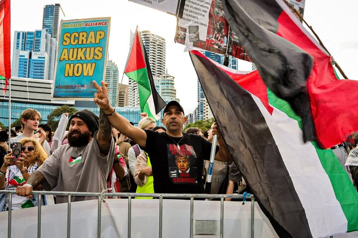 متظاهرون مساندون لفلسطين حاصروا معرضا للأسلحة في مدينة سيدني الأسترالية