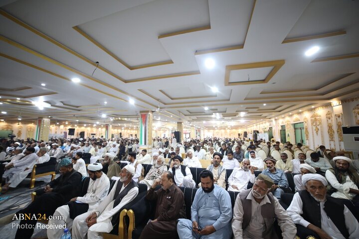 کنفرانس وحدت با عنوان «آزمون امت در میدان غزه» در جوهرآباد پاکستان با حضور علمای شیعه و سنی