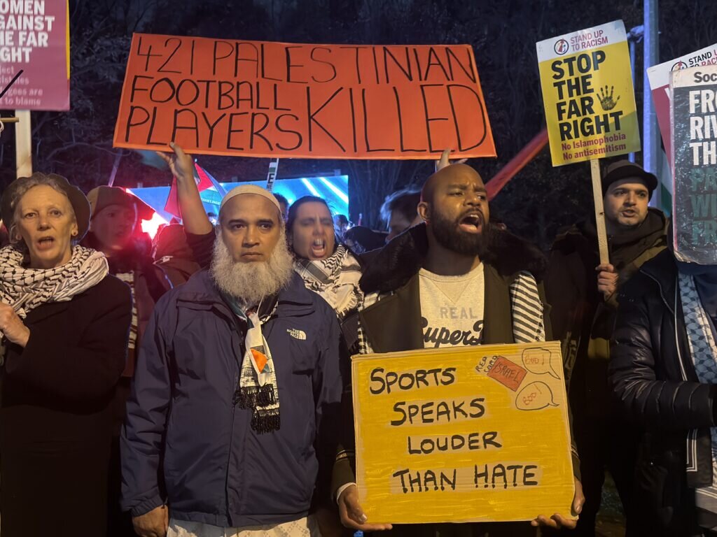 تصاویر اعتراضات گسترده حامیان فلسطین در بیرمنگام انگلیس پیش از دیدار با مکابی