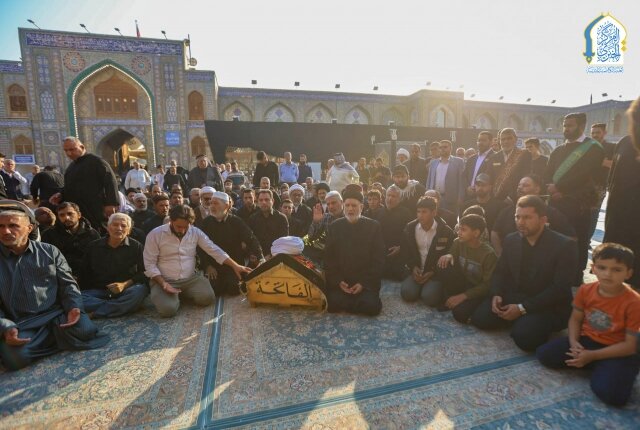 تشييع وكيل المرجعية الدينية الشيخ عبد الحسين الكرعاوي "طيب الله ثراه" في العتبة الكاظمية