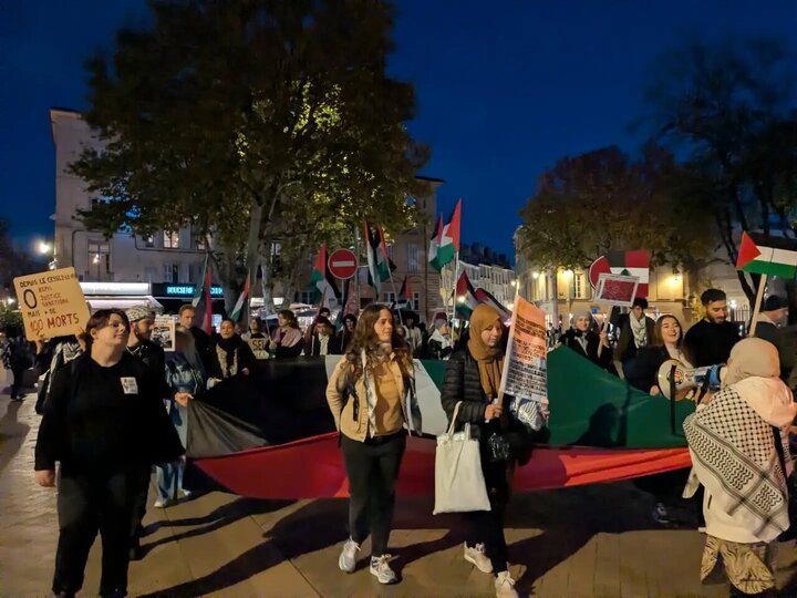 Informe fotográfico | Marcha de protesta en Aix-en-Provence, Francia, en apoyo a la lucha del pueblo palestino contra el genocidio