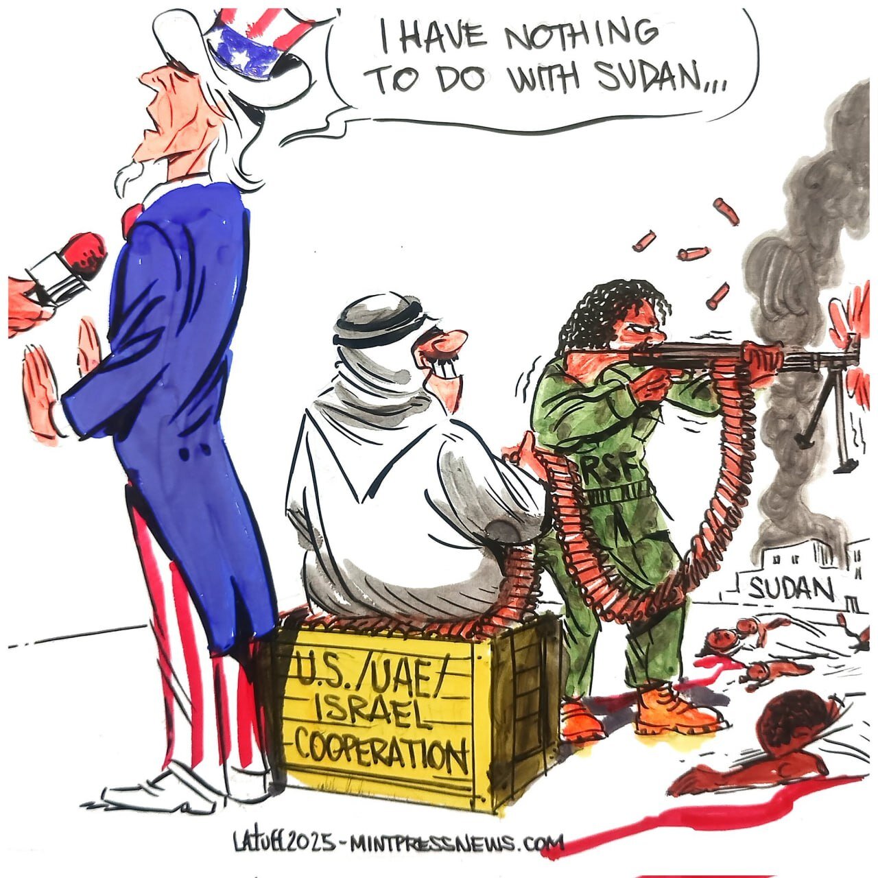 كاريكاتير / المذبحة في السودان: الولايات المتحدة والإمارات