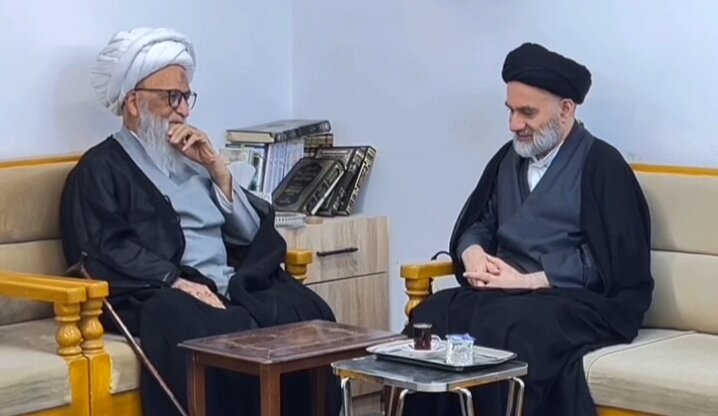 ویدیو | دیدار آیت‌الله سید محمدرضا سیستانی با حضرت آیت‌الله شیخ بشیر نجفی