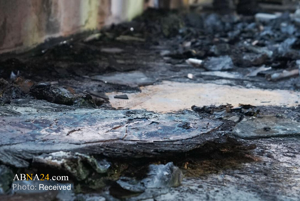 Photos: Zionist settlers set fire to mosque in West Bank