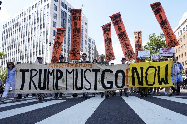 Protesters rally outside White House against President Trump’s policies