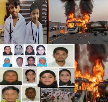 အွမ်ရဟ်ပြုသူများစီးနင်းလာသည့် ဘတ်စ်ကား မဒီနာ တွင် ကြောက်မက်ဖွယ်ကောင်းသော မတော်တဆမှု နှင့် ရင်ဆိုင် ရ