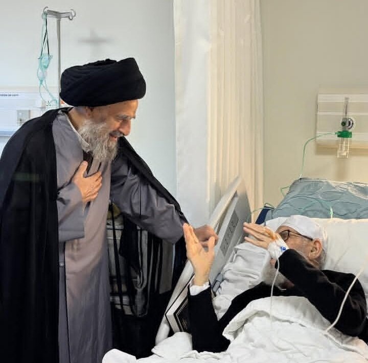 عکس خبری | عیادت آیت‌الله سید محمدتقی مدرسی از آیت‌الله سید مرتضی قزوینی