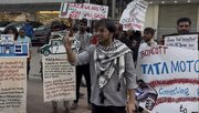 Photos: Pro-Palestine Activists Protest at TATA Motors Outlet, Demand Boycott Over Company’s Role in Gaza Genocide