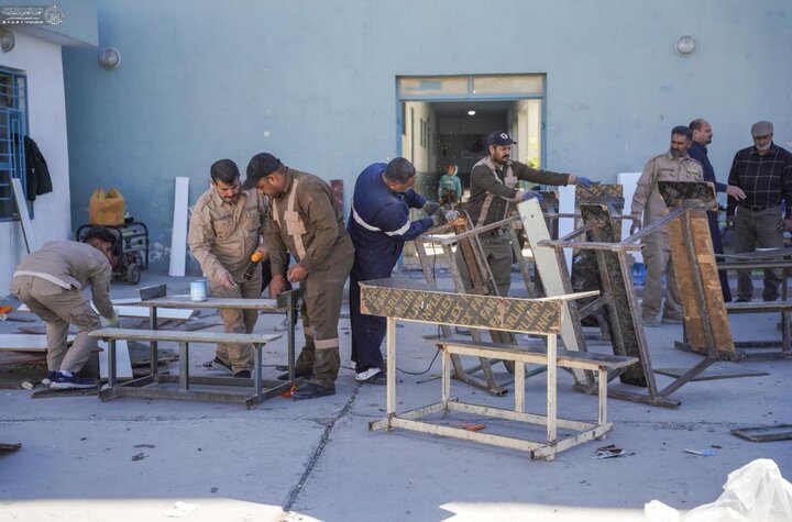 تقرير مصور/ مشاهد عن فعاليات حملة "عليٌّ أبونا" لصيانة وتجهيز المقاعد الدراسية في أرياف النجف الأشرف