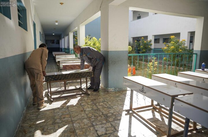 تقرير مصور/ مشاهد عن فعاليات حملة "عليٌّ أبونا" لصيانة وتجهيز المقاعد الدراسية في أرياف النجف الأشرف