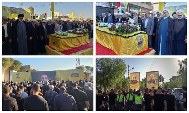 تشییع پیکر شهدای مقاومت، در مناطق بلیدا و فرون در جنوب لبنان برگزار شد + تصاویر